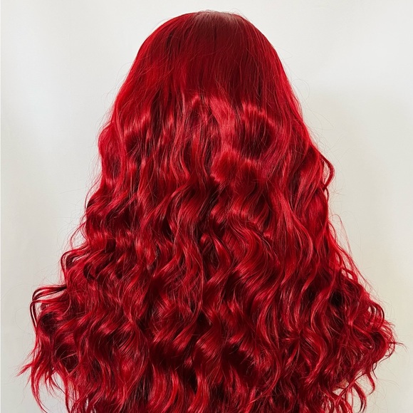 A Fabulous 24” Ruby Red 13x2.5 Premium Fiber Lace Front Wig - Daily Wear/Events - Picture 14 of 15